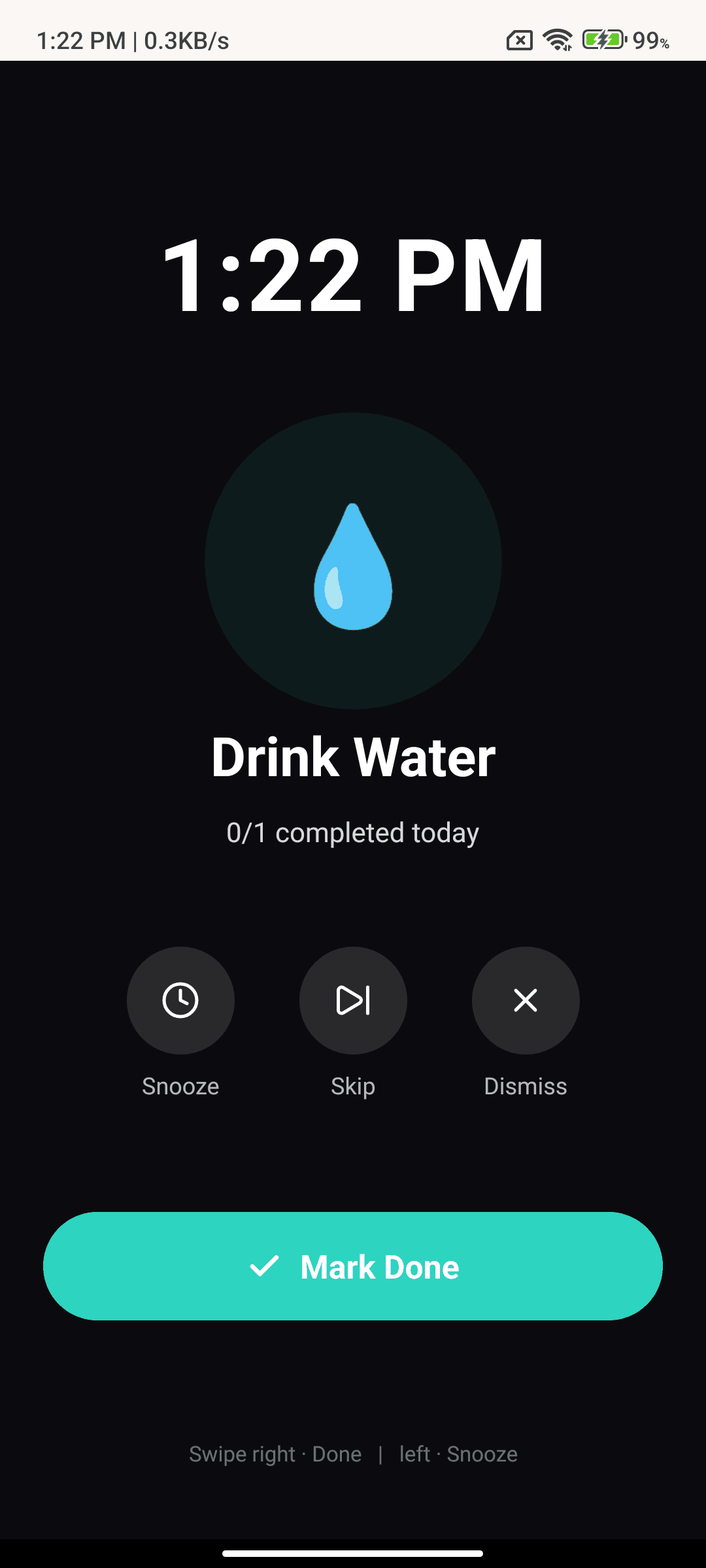 Full-screen ritual alarm